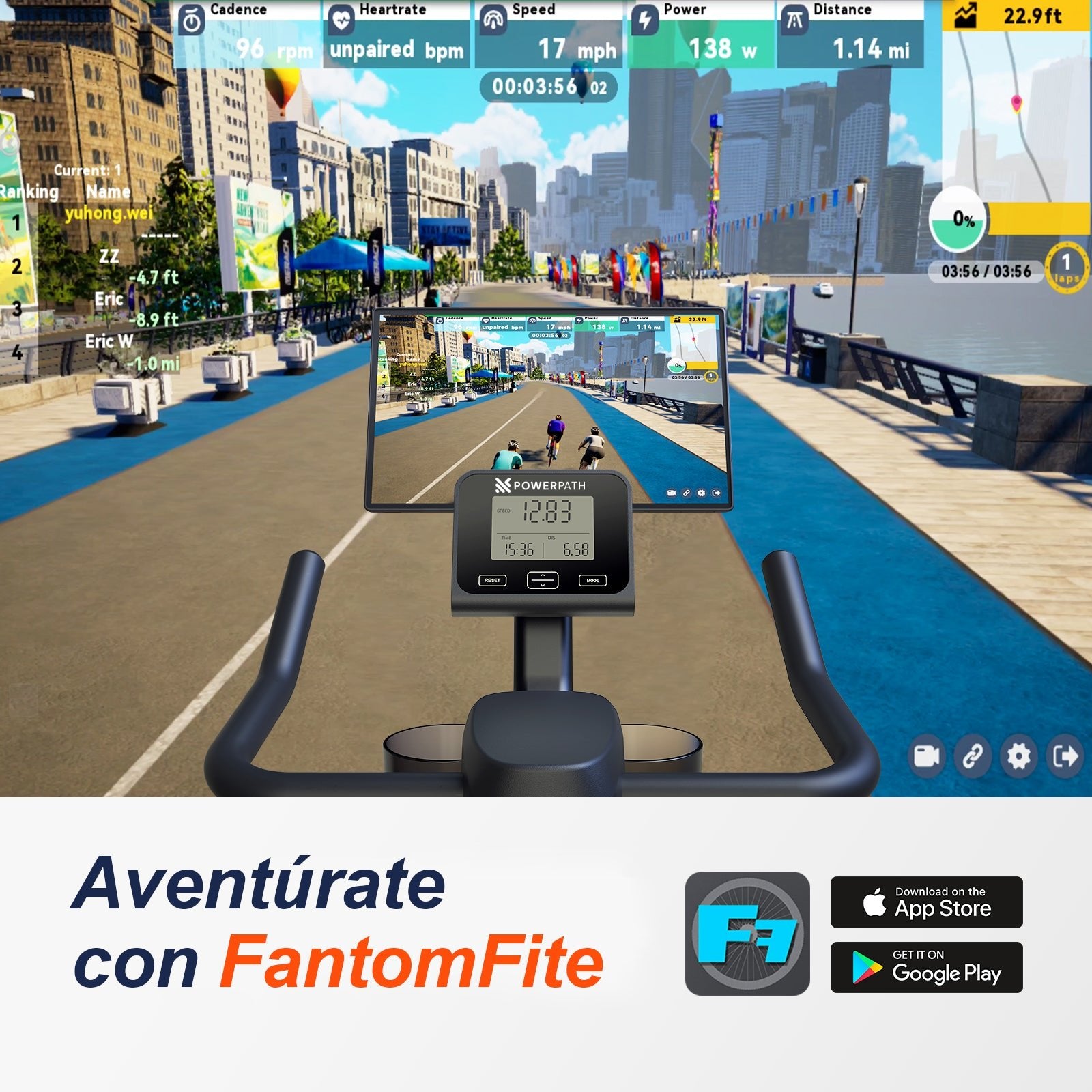 Bicicleta Fija Spinning Estacionaria Mod. BCGD525 Bluetooth Magnética - Powerpath