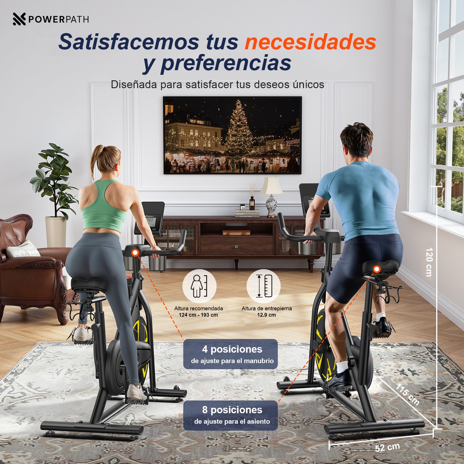 Bicicleta Fija Spinning Estacionaria Mod. BCGD525 Bluetooth Magnética - Powerpath