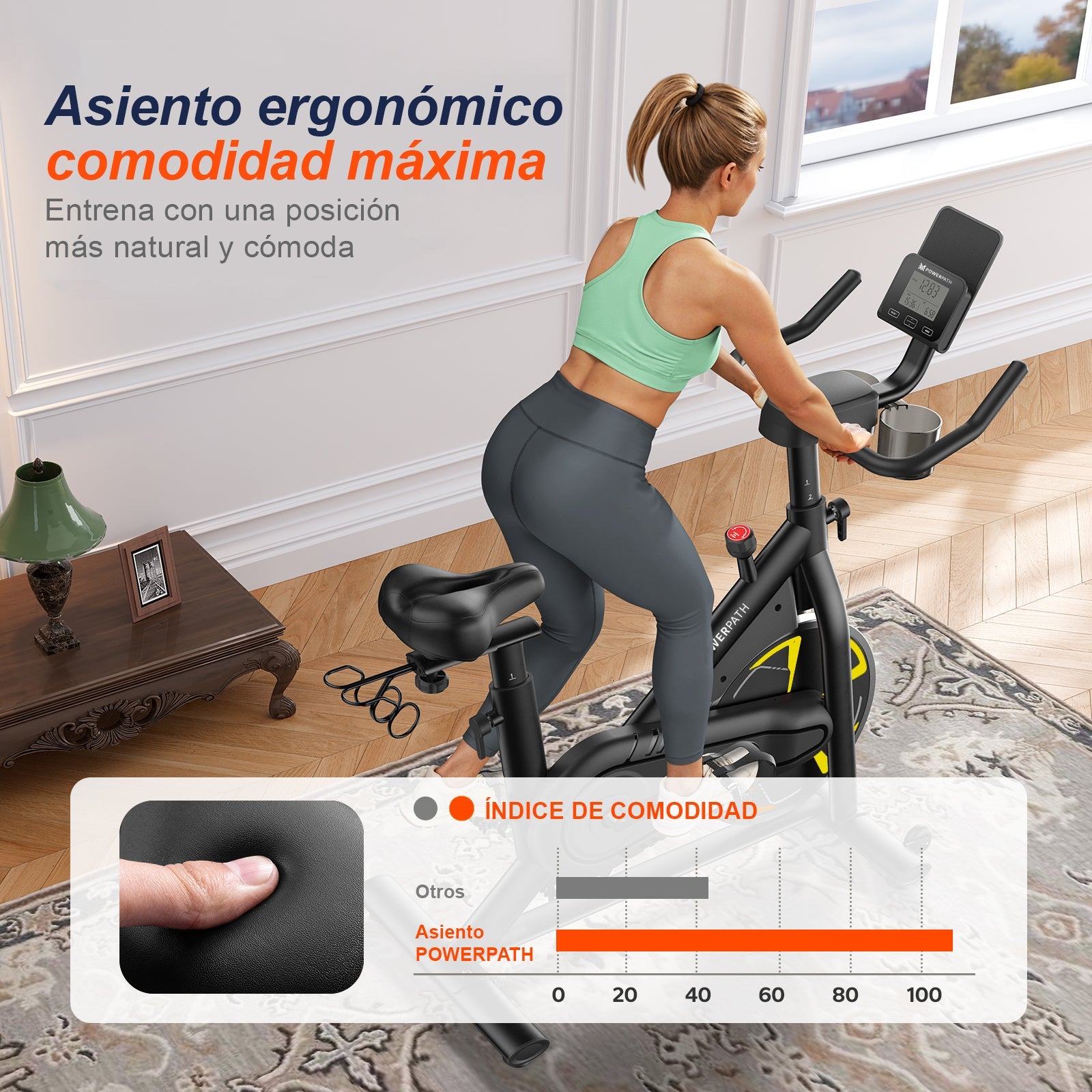 Bicicleta Fija Spinning Estacionaria Mod. BCGD525 Bluetooth Magnética - Powerpath