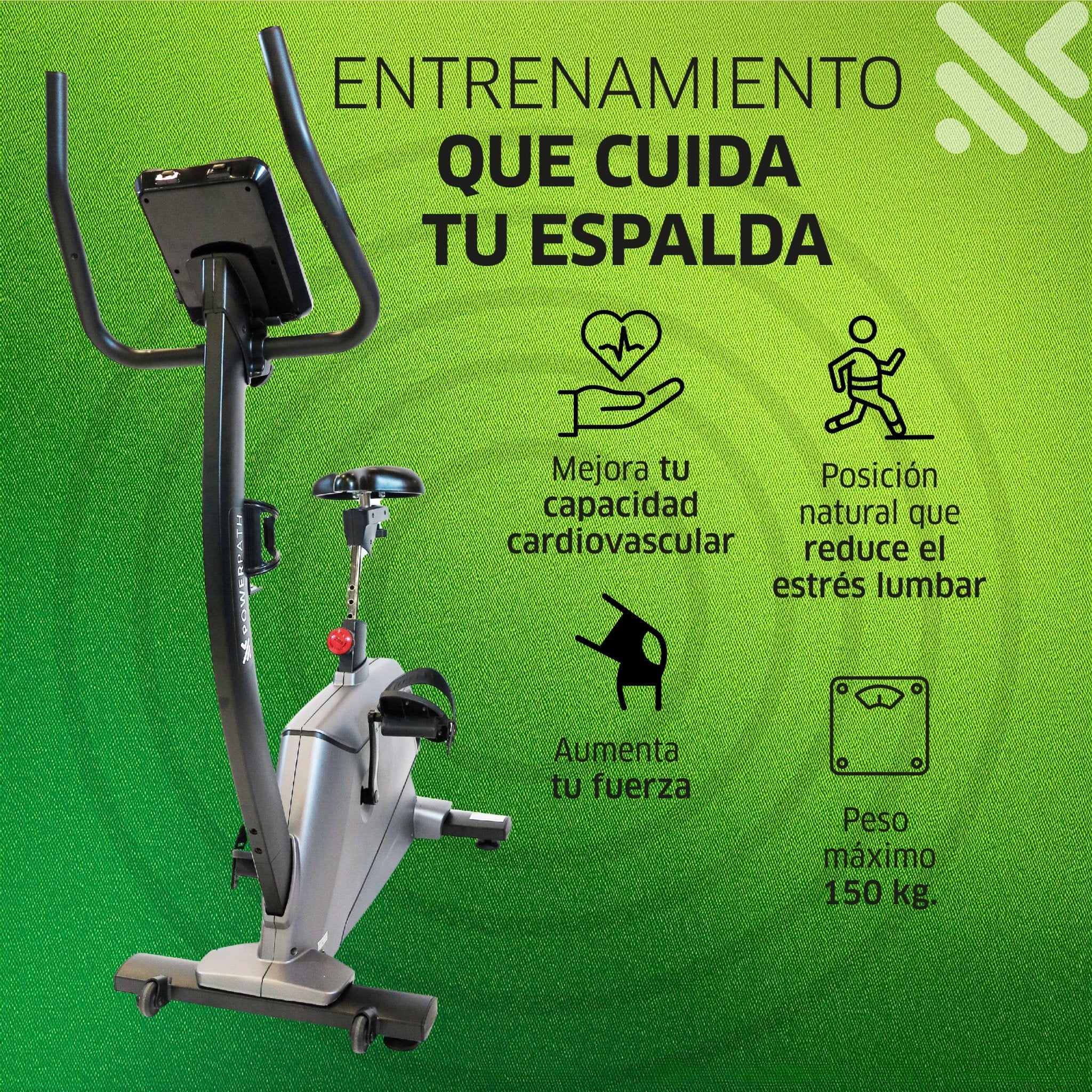 Bicicleta Fija Vertical Mod. BCBR412, 32 Niveles de Resistencia Magnética Electrónica, Pantalla Touch, APPs, WIFI y Bluetooth - Powerpath