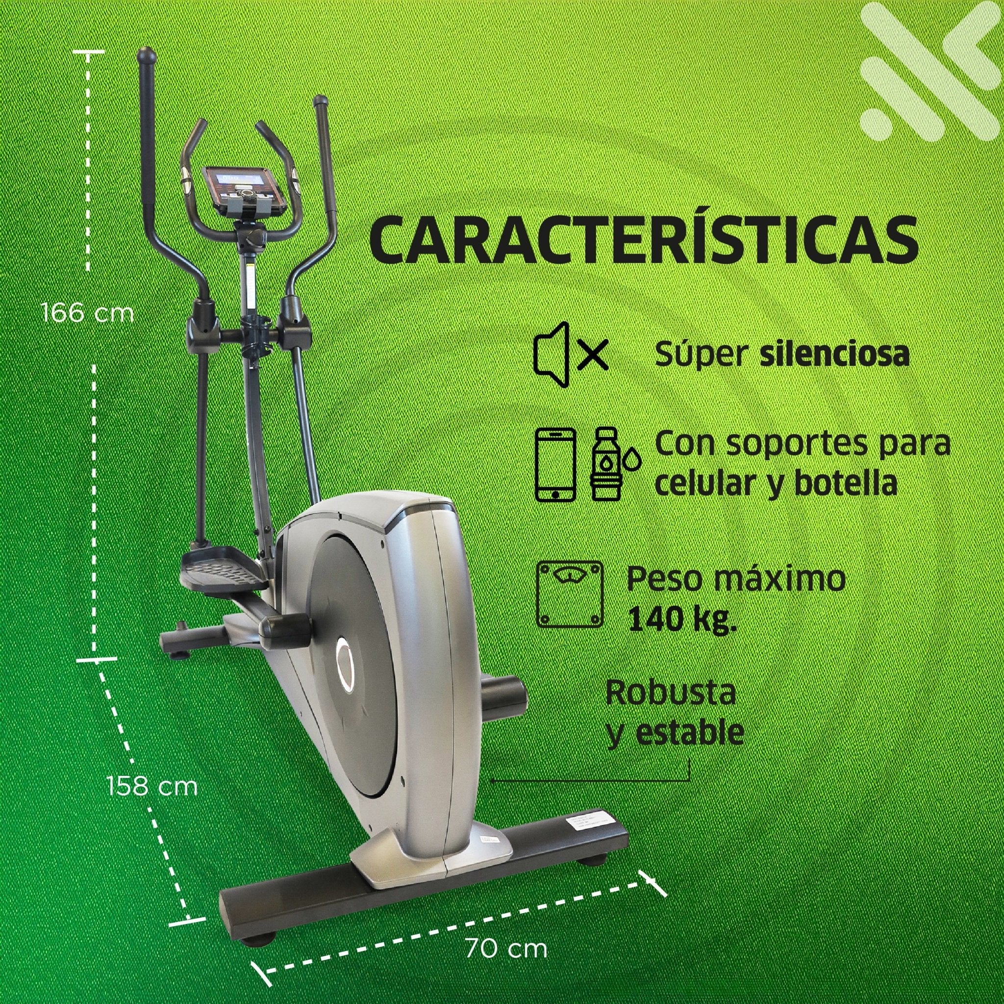 Elíptica Mod. ELBR411, 32 Niveles de Resistencia Magnética Electrónica, Pantalla LCD, 12 Programas, Soporta 150 Kg - Powerpath