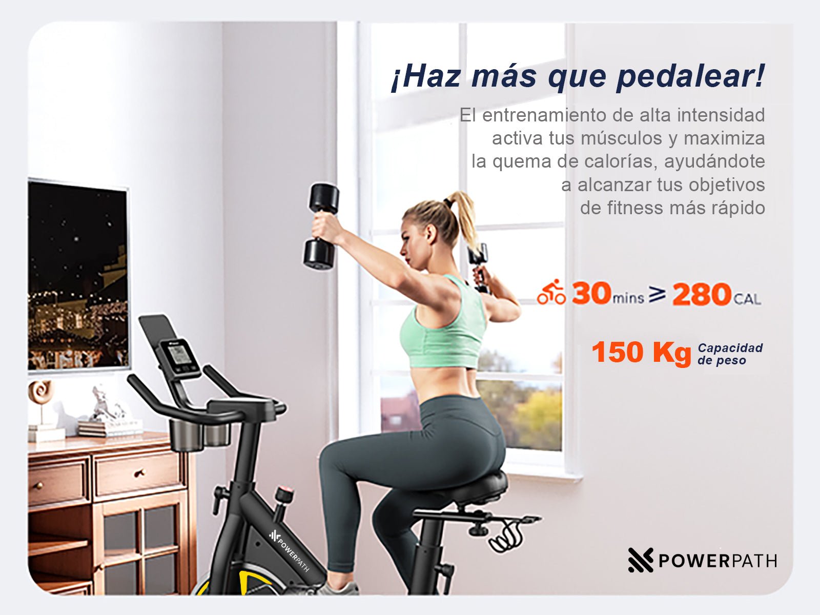 Bicicleta Fija Spinning Estacionaria Mod. BCGD525 Bluetooth Magnética - Powerpath
