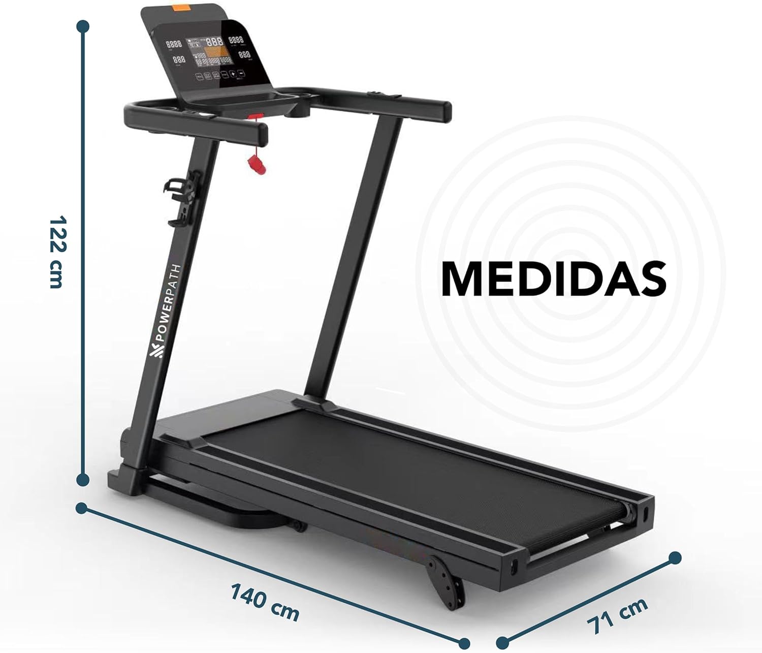 Caminadora Eléctrica Mod. TMGD401, 2.5 HP, 3 Niveles de Inclinación Manual, Pantalla LCD de 5 Ventanas, Amortiguamiento AbsorPath, Plegable - Powerpath