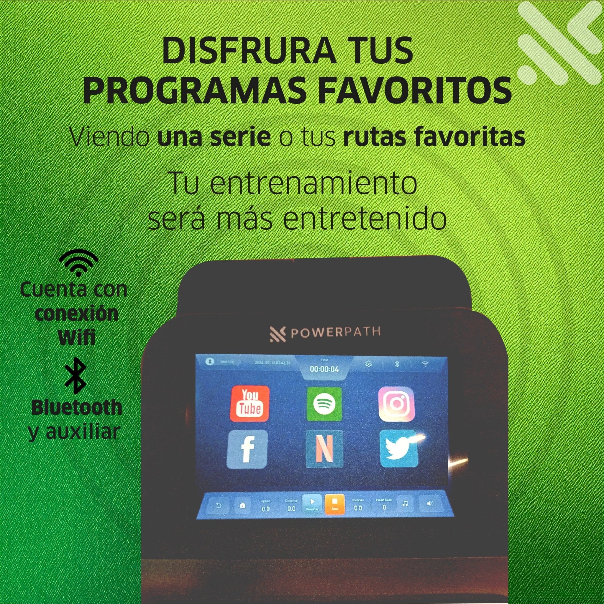 Elíptica Escaladora Mod. ELSP423, Semi - Profesional, 20 Grados de Inclinación Motorizada, Pantalla Touch, WIFI, APPs y Bluetooth - Powerpath