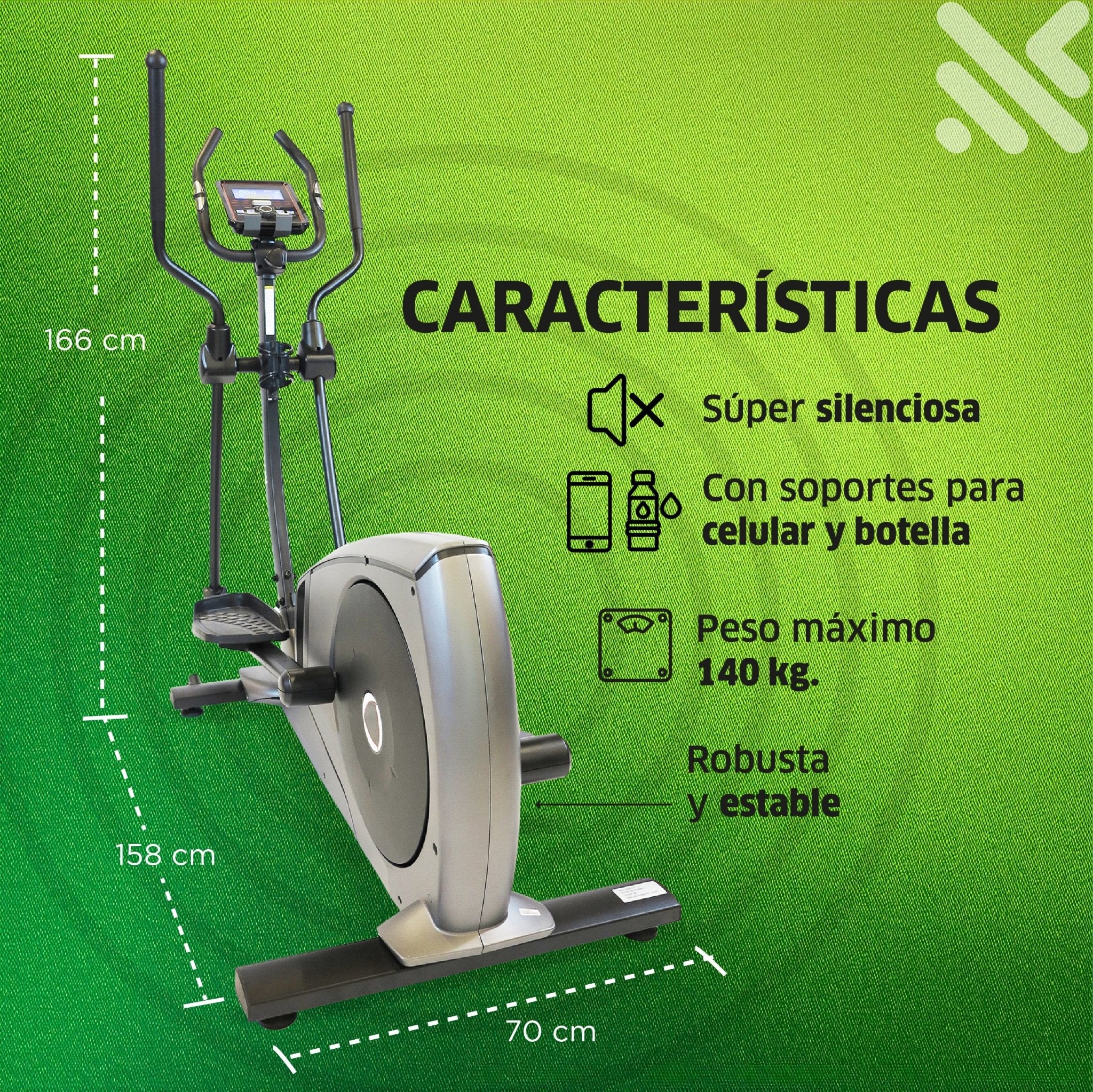Elíptica Mod. ELBR412, Pantalla Touch, 32 Niveles de Resistencia Magnética Electrónica, con WIFI, APPs y Bluetooth - Powerpath
